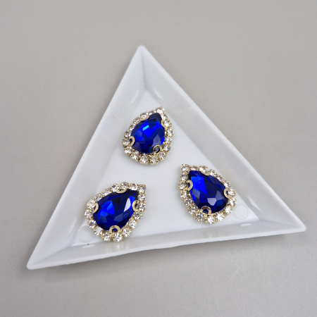 Strasuri Lacrima - Stras 10x14mm safir baza auriu