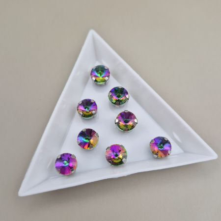 Roz - Stras 8mm rotund Colorful emerald