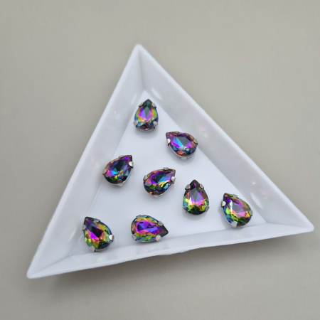 Sampanie - Stras 7x10mm lacrima colorful emerald RB