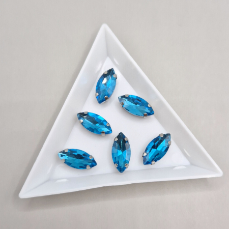 Strasuri in montura - Stras 7x15mm Frunza aquamarine