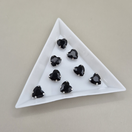 Strasuri sticla si rasina - Stras 8mm inima negru