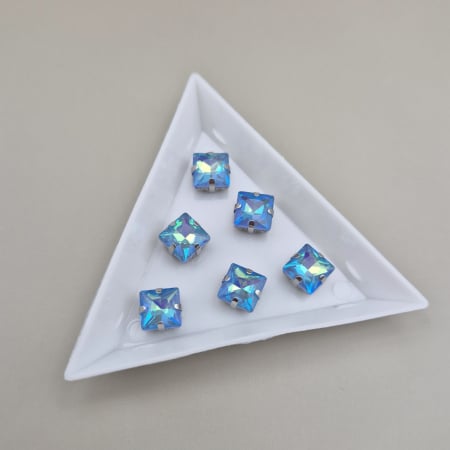 Strasuri in montura - Stras 8mm patrat safir deschis AB