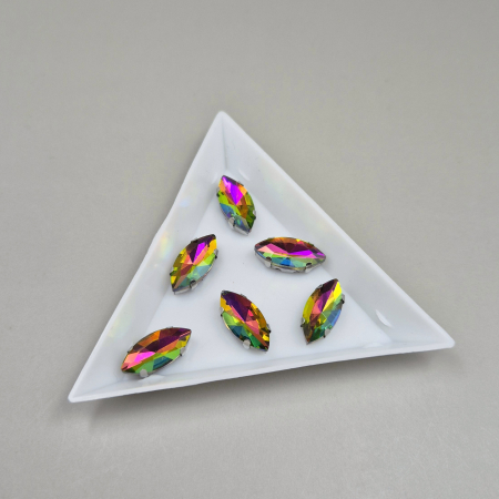 Strasuri - culori speciale - toate formele - Stras Frunza 7x15mm Multicolor RB