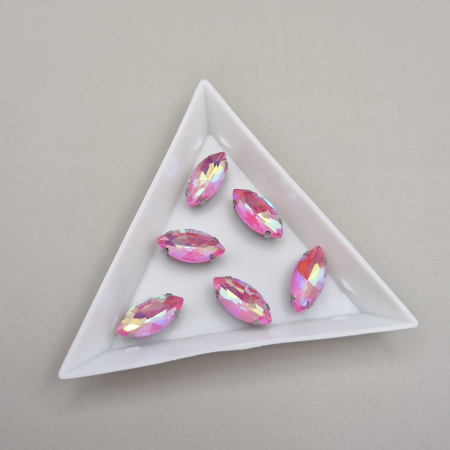 Strasuri - culori speciale - toate formele - Stras Frunza 7x15mm Roz inchis AB