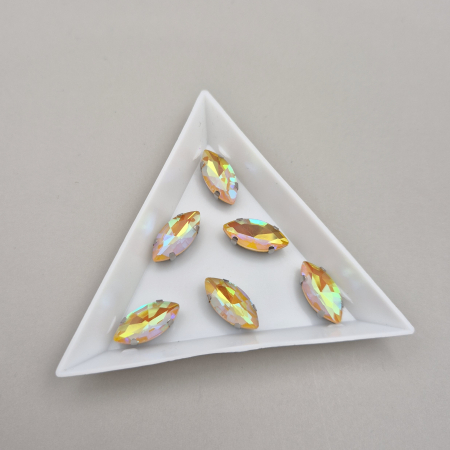 Strasuri - culori speciale - toate formele - Stras Frunza 7x15mm Topaz AB