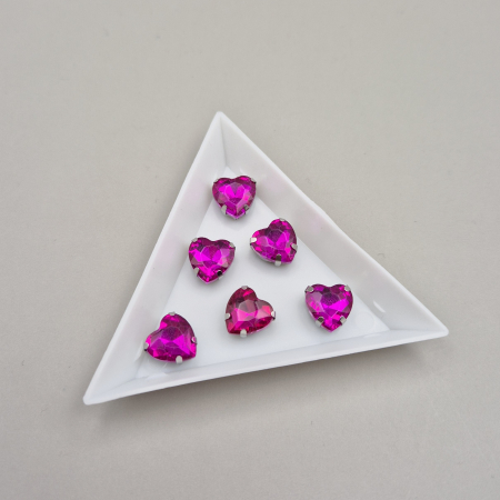 Strasuri Inima - Stras inima 10mm fucsia