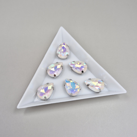 Alb - Stras lacrima 10x14mm Alb AB
