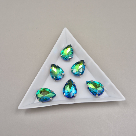 Strasuri - culori speciale - toate formele - Stras 10x14mm lacrima Fruit green