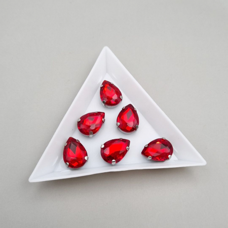 Strasuri in montura - Stras 10x14mm lacrima Rosu deschis