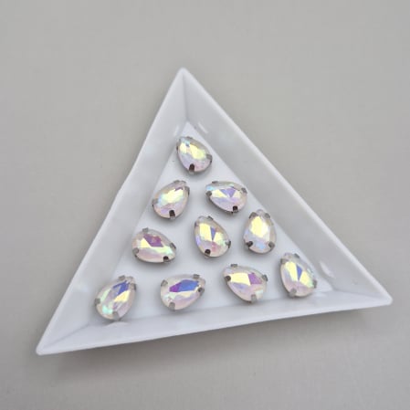Alb - Stras Lacrima 7x10mm Alb AB