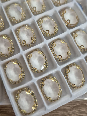 Stras oval 10x14mm alb jelly sticla [1]