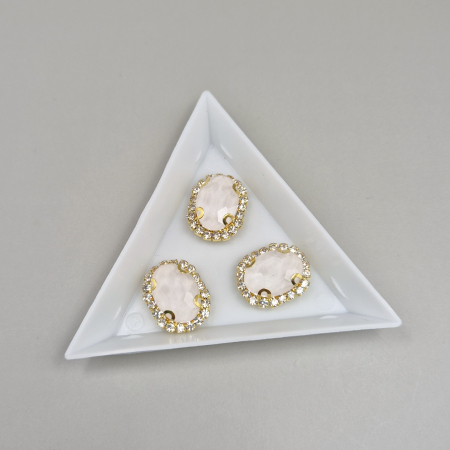 Alb - Stras oval 10x14mm alb jelly sticla