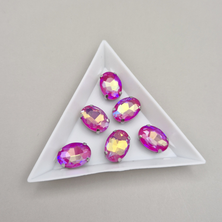Strasuri - culori speciale - toate formele - Stras Oval 10x14mm Fucsia AB
