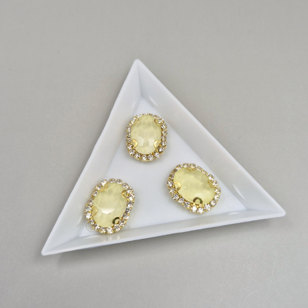 Galben/ Topaz - Stras oval 10x14mm jonquil jelly sticla