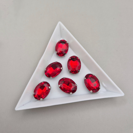 Strasuri Rotunde si Ovale - Stras Oval 10x14mm Rosu inchis