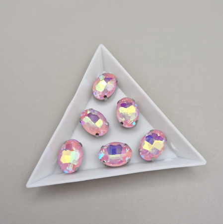 Strasuri - culori speciale - toate formele - Stras Oval 10x14mm Roz deschis AB