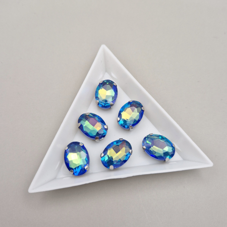 Strasuri - culori speciale - toate formele - Stras Oval 10x14mm Safir AB