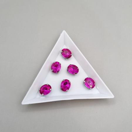 Strasuri Rotunde si Ovale - Stras oval 8x10mm fucsia