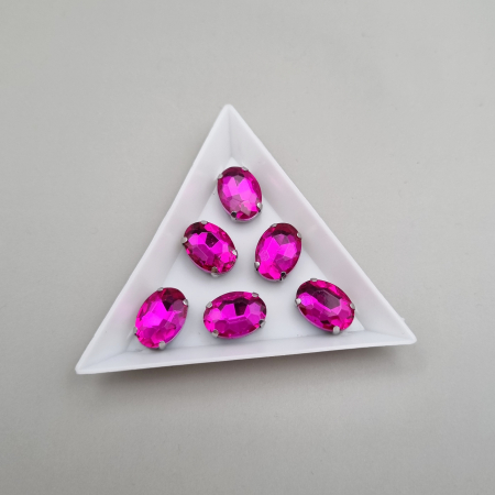 Strasuri Rotunde si Ovale - Stras oval fucsia 10x14mm