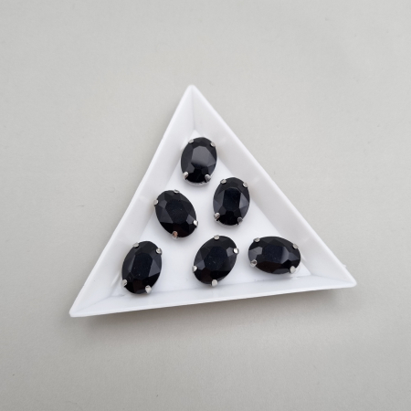 Negru - Stras oval 10x14mm negru