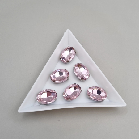 Strasuri Rotunde si Ovale - Stras oval roz 10x14mm