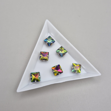 Strasuri Patrate si Triunghi - Stras patrat 8mm multicolor