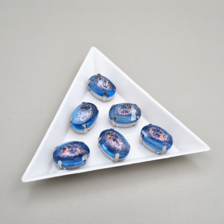 Strasuri - culori speciale - toate formele - Stras rasina 10x14mm Albastru sclipici