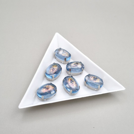 Strasuri - culori speciale - toate formele - Stras rasina 10x14mm Bleu sclipici