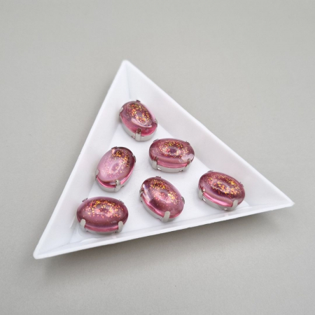 Strasuri - culori speciale - toate formele - Stras rasina 10x14mm Rose sclipici