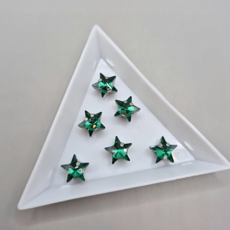 Strasuri in montura - Stras stea 10mm smarald