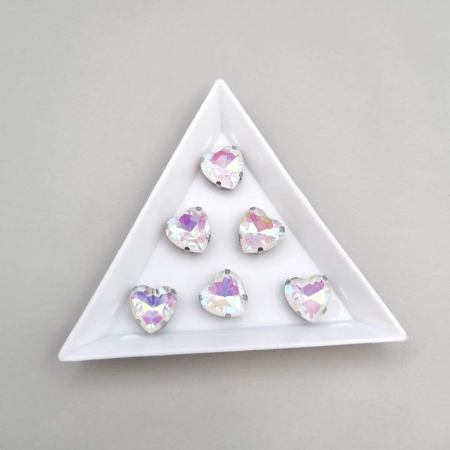 Strasuri - culori speciale - toate formele - Stras Inima 10mm Alb AB