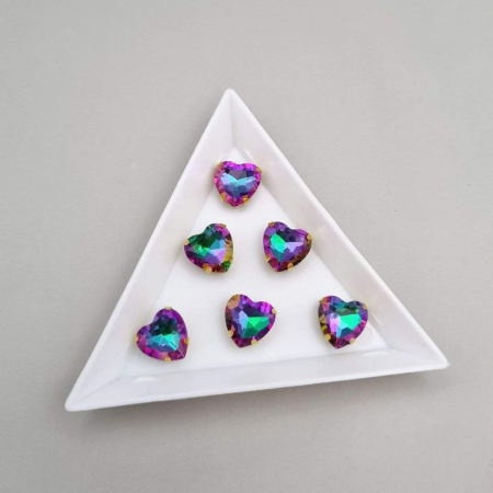 Mov/ violet - Stras Inima 10mm Colorful Emerald RB - baza argintie