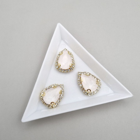 Alb - Stras sticla 10x14mm Alb jelly