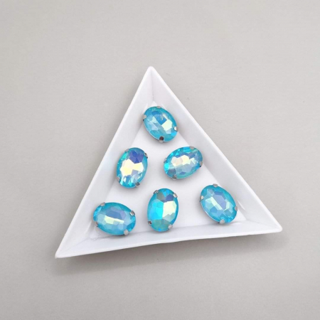 Strasuri - culori speciale - toate formele - Stras sticla 10x14mm Aquamarine AB