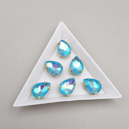 Strasuri - culori speciale - toate formele - Stras 10x14mm lacrima Aquamarine AB