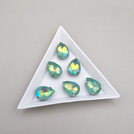 Strasuri - culori speciale - toate formele - Stras sticla 10x14mm Peridot AB