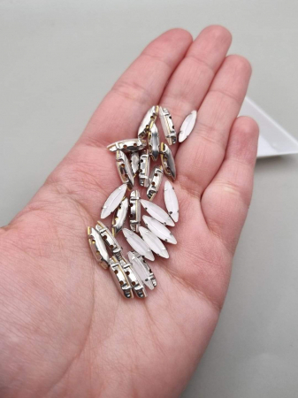 Alb - Stras 4x15mm frunza Alb jelly