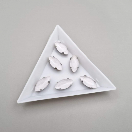 Alb - Stras 7x15mm frunza Alb jelly