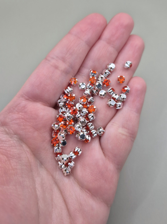 Strasuri sticla si rasina - Strasuri 4mm rotunde portocaliu