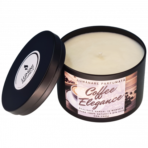 Lumânări parfumate - Lumânare parfumată Coffee Elegance, handmade, ceară naturală de soia