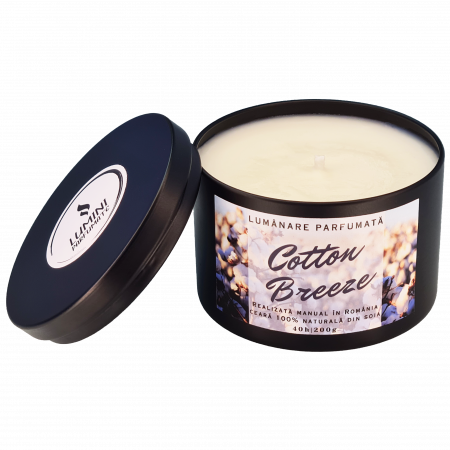 Lumânări parfumate - Lumânare parfumată Cotton Breeze, handmade, ceară naturală de soia
