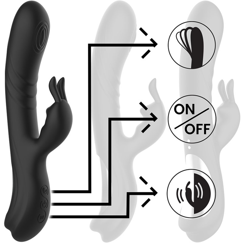 Vibrator Rabbit Black&Silver Jamie Rechargeable Silicone Rabbit Stimulator Black [4]