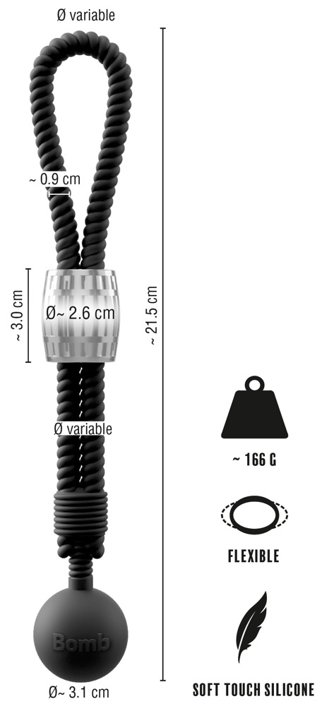 Inel Vibrator Penis Testicule Rebel Heavy Rope Cock Strap with Ball [8]