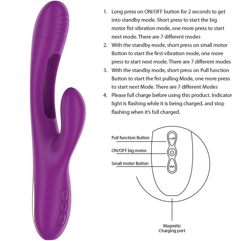 Vibrator Rabbit Intense Apolo Rechargeable Multifunction Vibrator 7 Vibrations With Swinging Motion Purple [5]