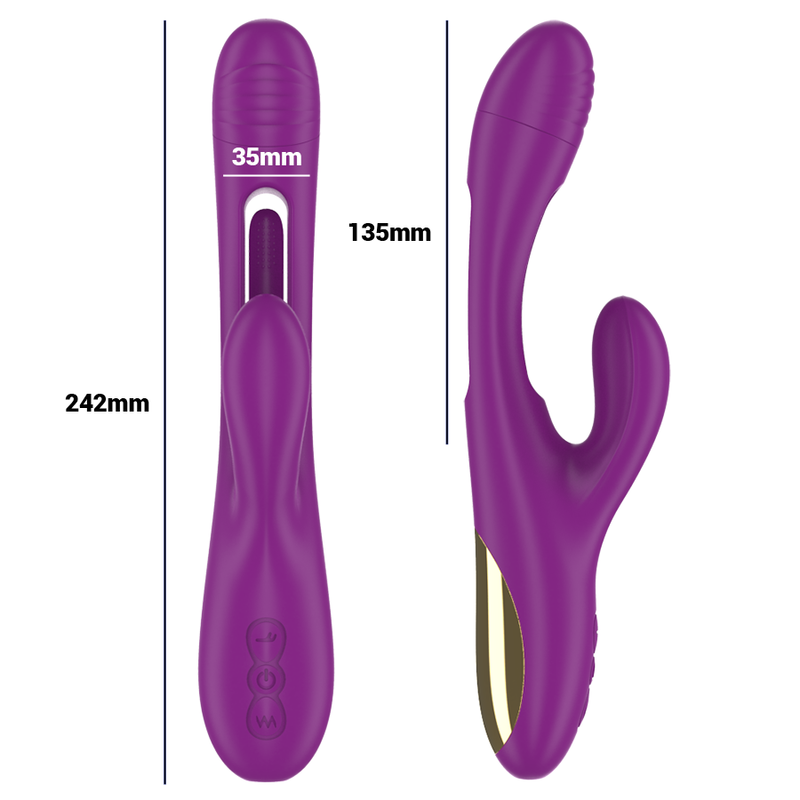 Vibrator Rabbit Intense Apolo Rechargeable Multifunction Vibrator 7 Vibrations With Swinging Motion Purple [3]