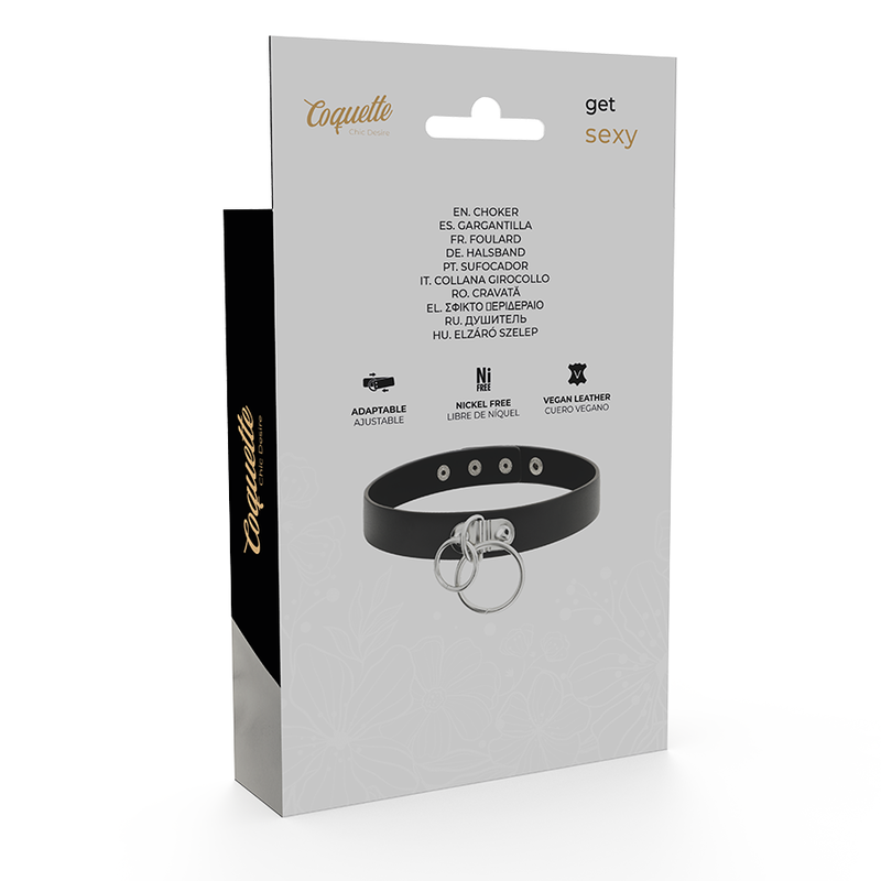Colier Coquette Chic Desire Double Ring Vegan Leather Choker [4]