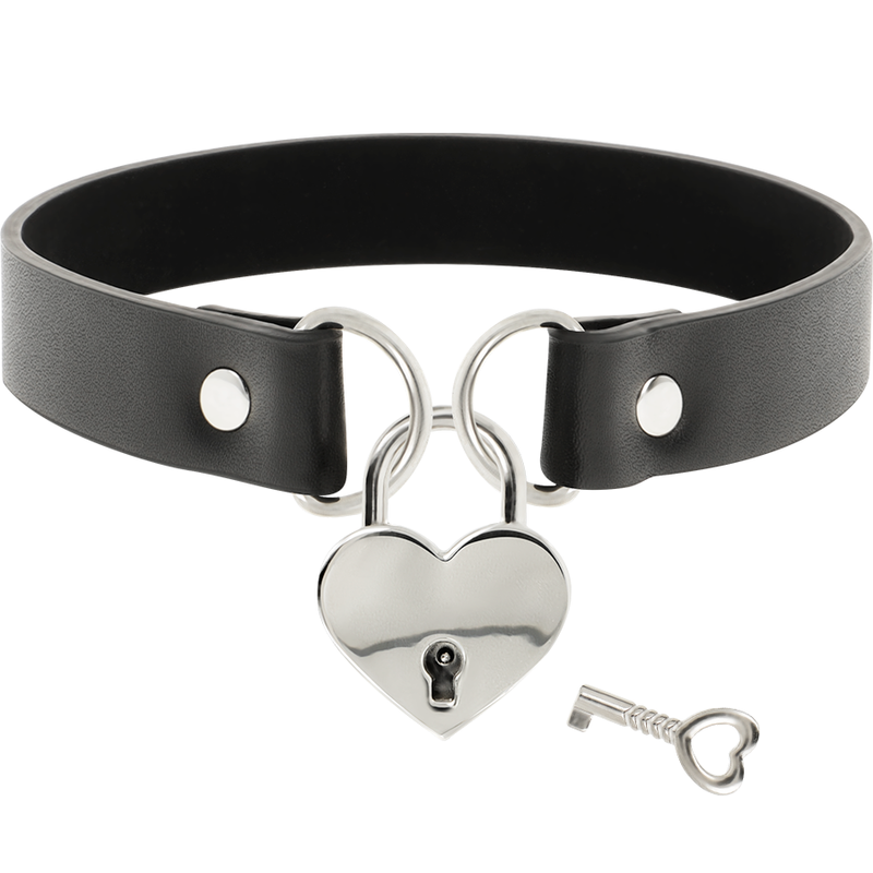 Colier Coquette Chic Desire Vegan Leather Necklace With Heart Accessory With Key [6]