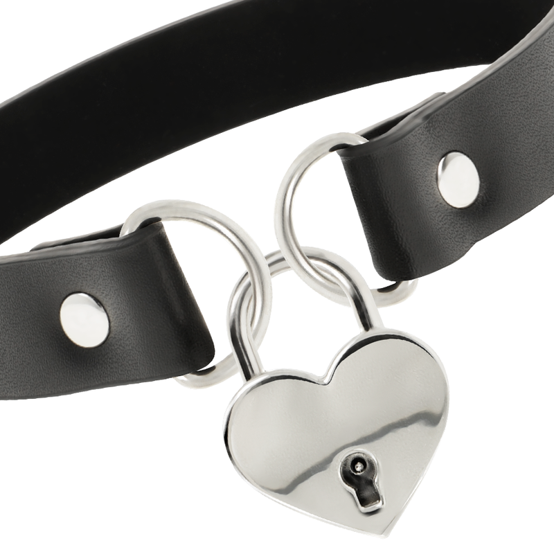 Colier Coquette Chic Desire Vegan Leather Necklace With Heart Accessory With Key [4]