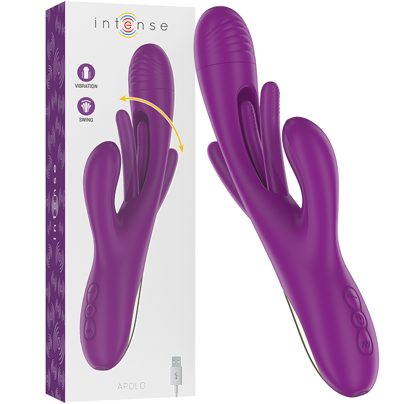 Vibrator Rabbit Intense Apolo Rechargeable Multifunction Vibrator 7 Vibrations With Swinging Motion Purple [1]