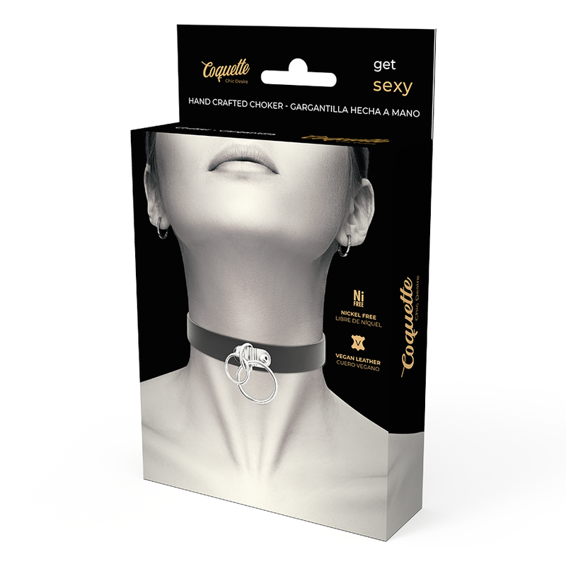 Colier Coquette Chic Desire Double Ring Vegan Leather Choker [5]